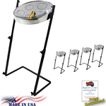 Panyard W1182 Jumbie Jam Steel Drum Educators 4-Pack - Metal Z-Floor Stands - Chrome Pans