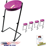 Panyard W1181 Jumbie Jam Steel Drum Educators 4-Pack - Metal Z-Floor Stands - Purple Pans (G)