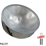 Panyard W1703 C-20 Lead Steel Pan - High Gloss Silver - Pan Only + FREE Mallets