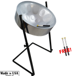 Panyard W1704 C-20 Lead Steel Pan - High Gloss Silver PACKAGE - Pan + Stand + FREE Mallets
