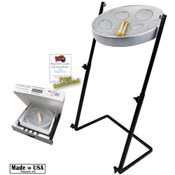 Panyard W1158 Jumbie Jam Steel Drum Kit - Metal Z-Floor Stand - Silver Pan