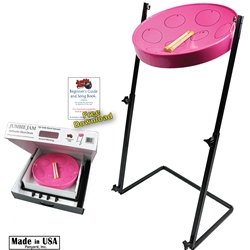 Panyard W1160 Jumbie Jam Steel Drum Kit - Metal Z-Floor Stand - Pink Pan