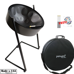 Panyard W1702 C-20 Lead Steel Pan - Caribbean Night - PLUS PACKAGE - Pan + Stand + Case  + FREE Mallets + FREE How to Play Book